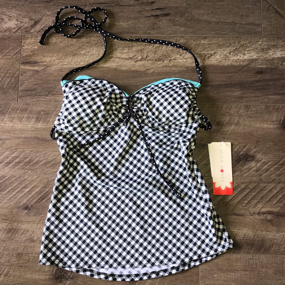 Hula Honey tankini bathing suit top gingham